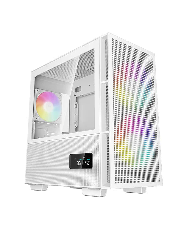 DeepCool CH360 Digital ARGB Tempered Glass Window M-ATX Mini-Tower Computer Cabinet - White