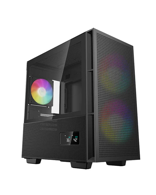 DeepCool CH360 Digital ARGB Tempered Glass Window M-ATX Mini-Tower Computer Cabinet - Black