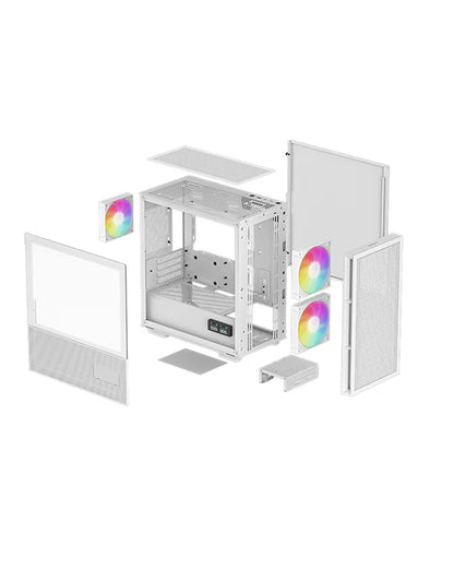 DeepCool CH360 Digital ARGB Tempered Glass Window M-ATX Mini-Tower Computer Cabinet - White