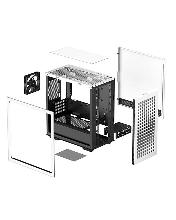 Deepcool CH370 Minimalistic M-ATX Tempered Glass Side Panel Mini-Tower Cabinet - White