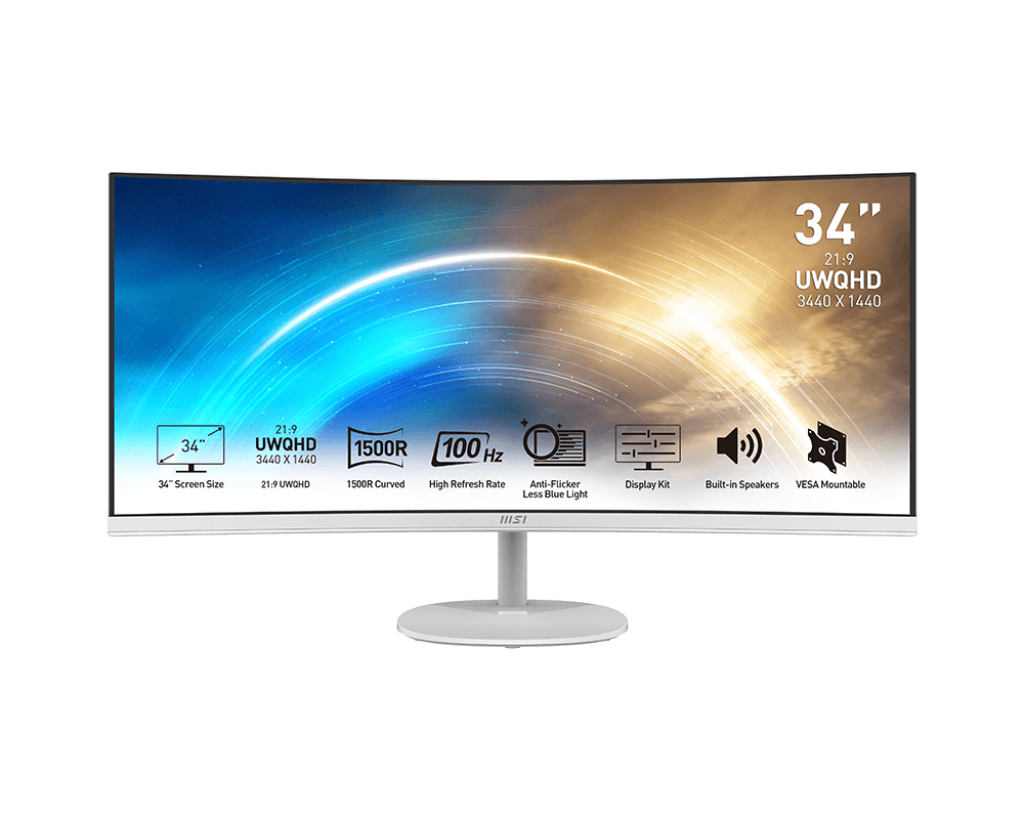 MSI Modern MP341CQW 34" 2K UWQHD 4ms 100Hz Curved Professional Monitor