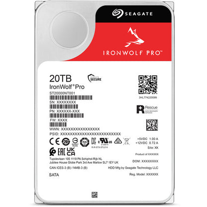 Seagate IronWolf Pro 20TB 3.5" 7200 RPM Enterprise NAS Internal Hard Disk Drive