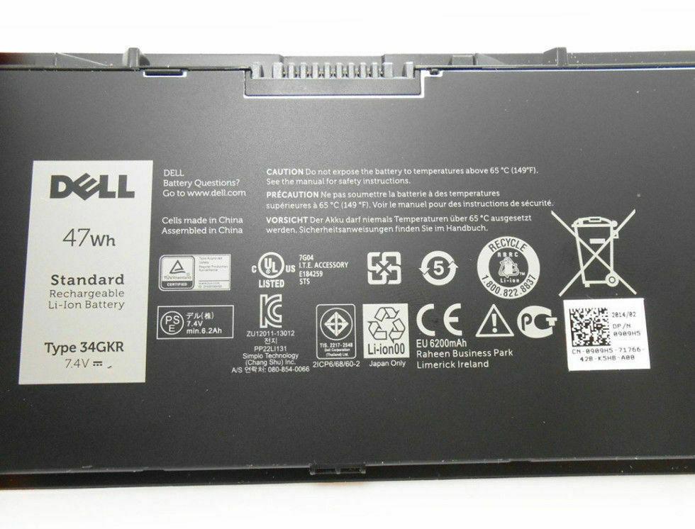 Dell 34GKR Original OEM 47WHr 6200mAh 7.4V 4 Cell Laptop Battery for Select Dell Laptops