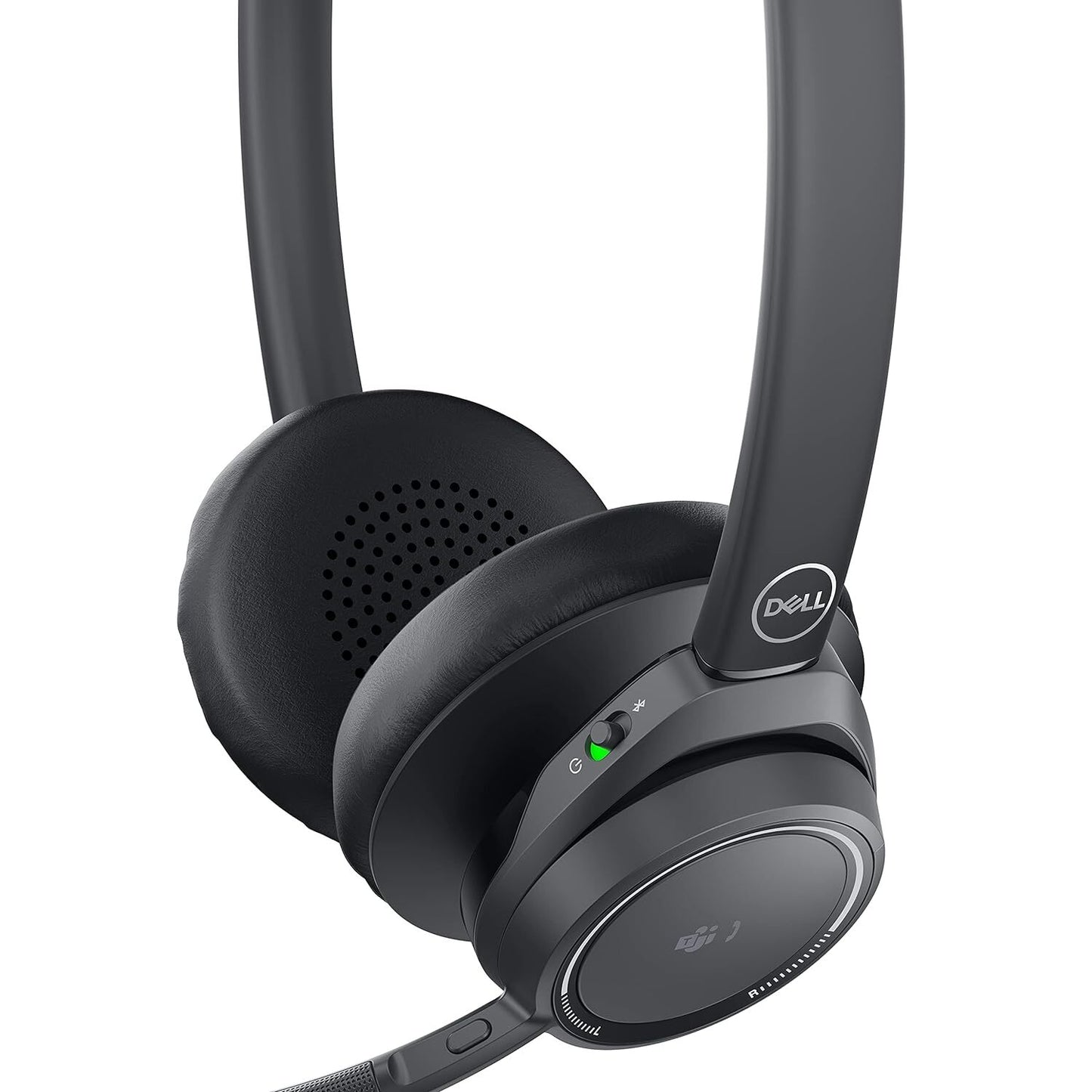 Dell WL7022 Premier Leatherette Headband Active Noise Cancellation Wireless Headset with Microphone - Black