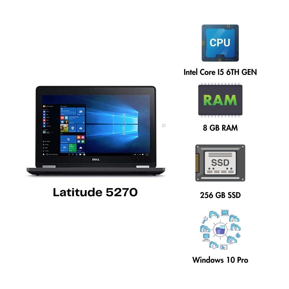 (Refurbished) Dell Latitude 5270 Intel Core i5 6th Generation 8GB RAM 256gb SSD 13" screen Win 10 Pro