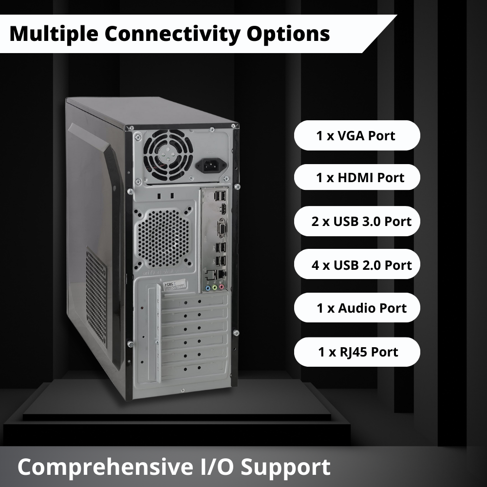 GOSHAWK इम्पैक्ट डेस्कटॉप PC Intel कोर i3 10वीं जनरेशन/8GB DDR4 RAM/120GB SSD बूट ड्राइव/1TB स्टोरेज/Wi-Fi 300MBps और Windows 11 होम के साथ