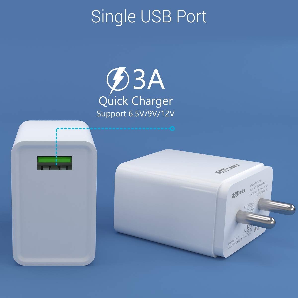 [RePacked] Portronics Adapto One Wall Adapter with 18W 3A Mach USB Charging