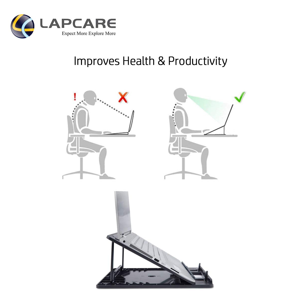 [RePacked]LAPCARE Laptop Riser 7 Level Height Adjustable Stand for Laptops & Tablets Upto 14" inch