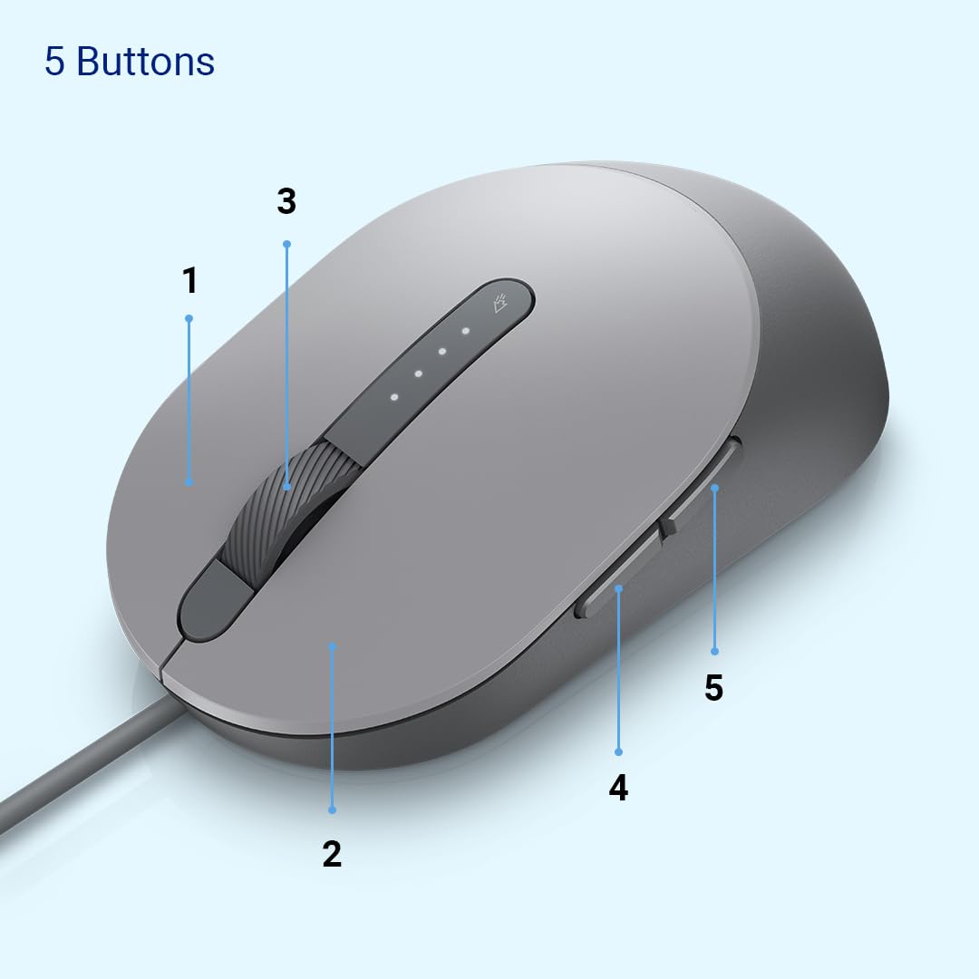 Dell MS3220 USB 2.0 3200DPI Ambidextrous Wired Laser Mouse - Titan Grey