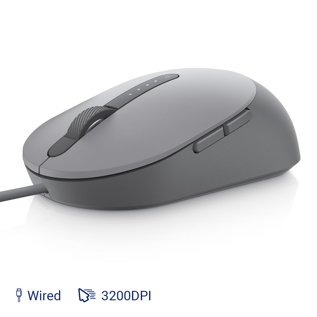 Dell MS3220 USB 2.0 3200DPI Ambidextrous Wired Laser Mouse - Titan Grey