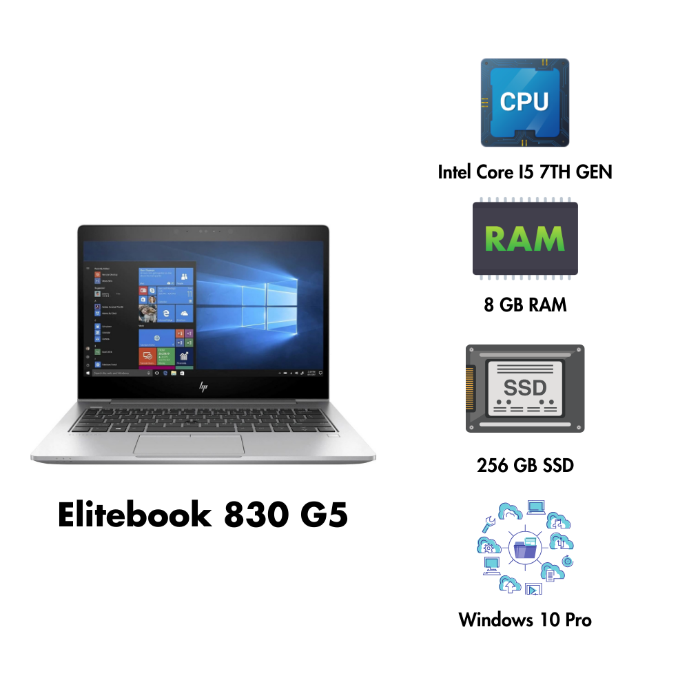 (Refurbished) HP Elitebook 830 G6 14" Laptop Intel Core i5 8th Gen 8GB RAM 256GB SSD Face Lock Backlight Keyboard Win 10 Pro