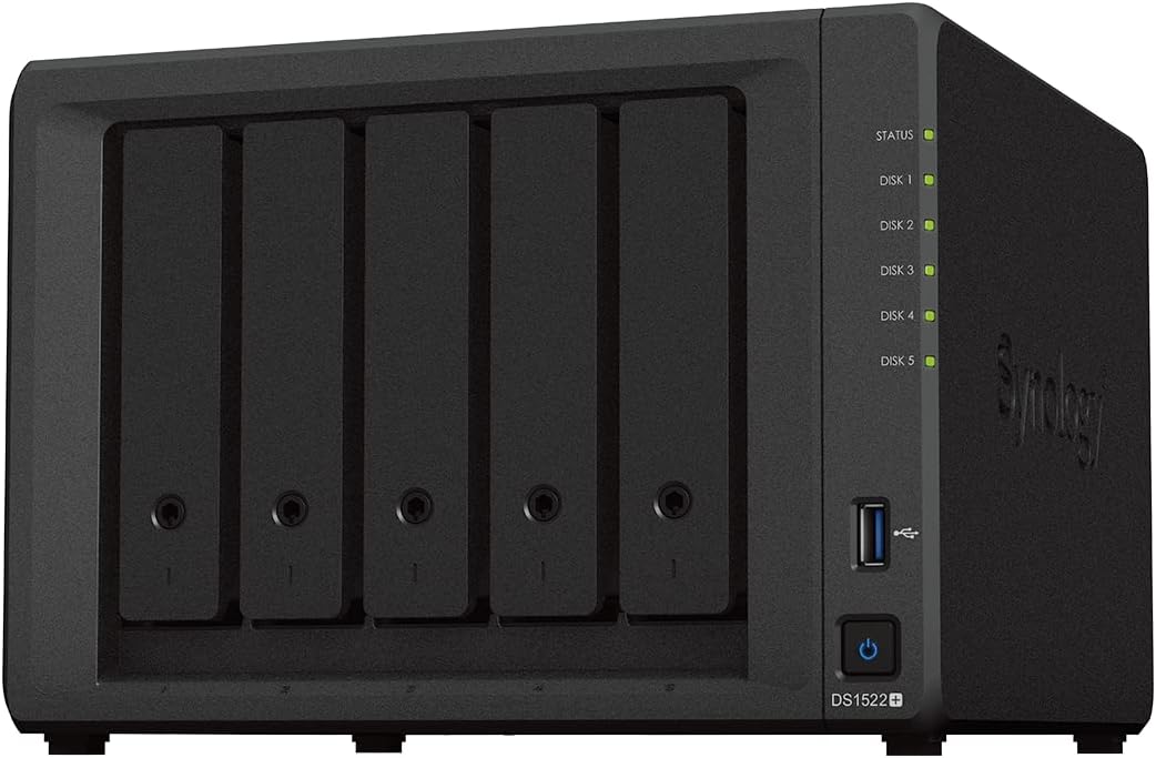 Synology DiskStation DS1522+ 5-Bay Network Attached Storage Enclosure - Black