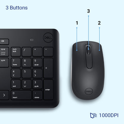 डेल वायरलेस कीबोर्ड और माउस कॉम्बो KM3322W 