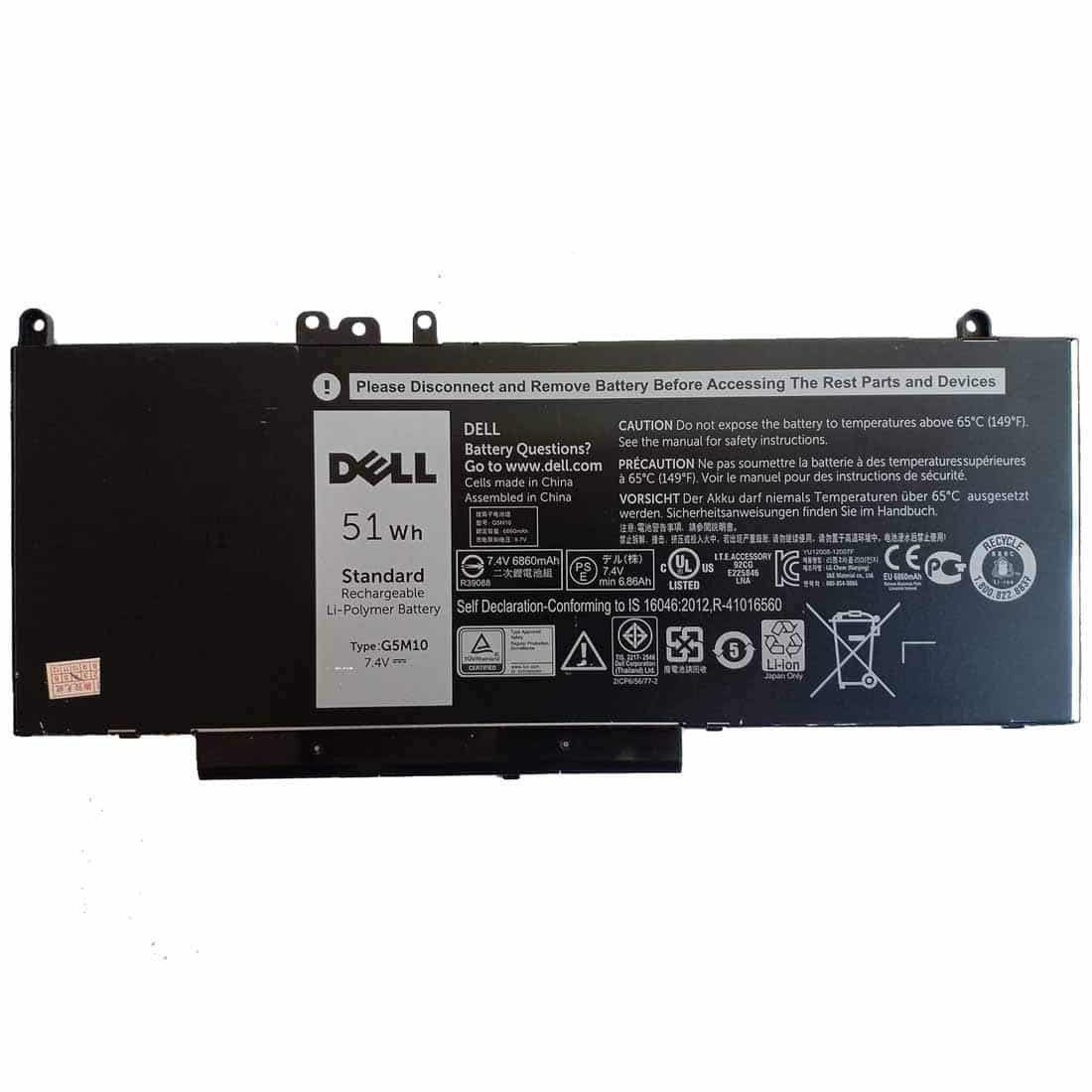 Dell G5M10 Original OEM 51WHr 6860mAh 7.6V 4 Cell Laptop Battery for Select Dell Laptops