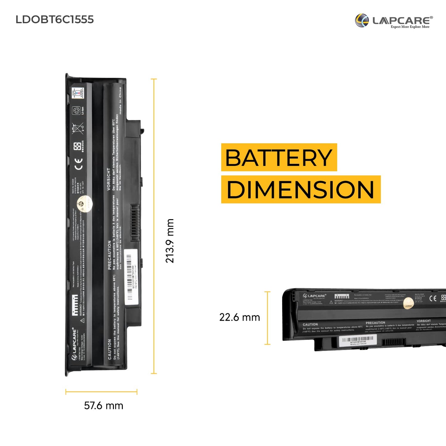 Dell Compatible Laptop Battery for Inspiron 13R 48.84Whr 4400mAh 11.1V 6 Cell