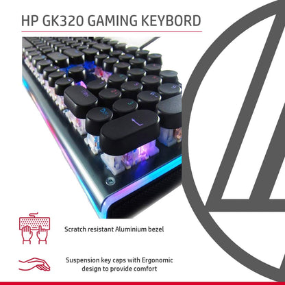 HP GK600YS मैकेनिकल गेमिंग RGB कीबोर्ड वायर्ड USB ऊंचाई एडजस्टमेंट के साथ