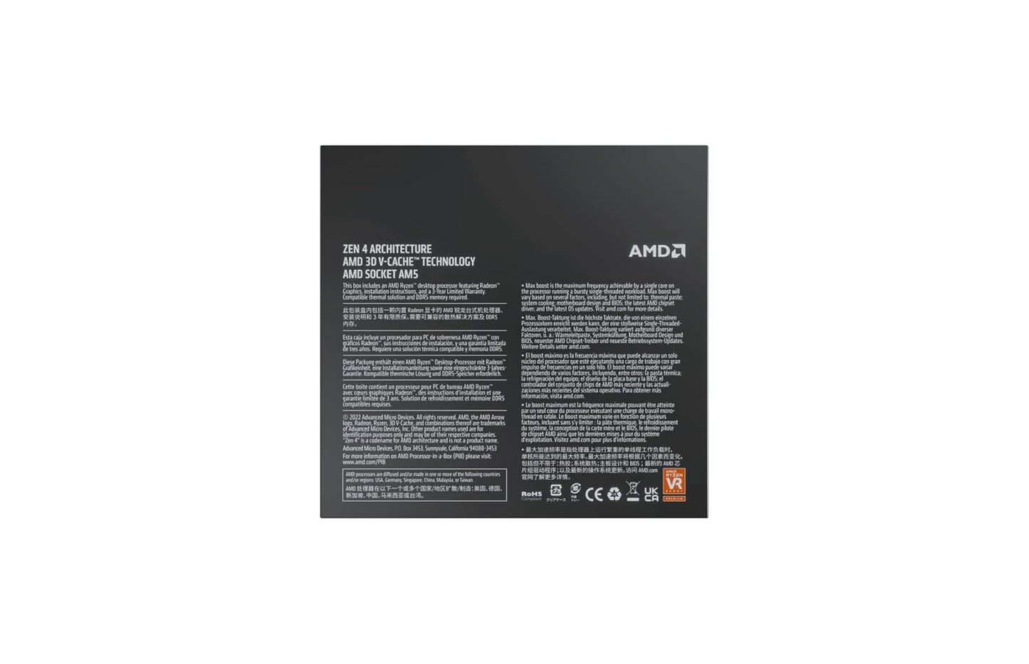 AMD Ryzen 9 7900X 3D Desktop Processor 12 Cores 24 Threads up to 4.4GHz 140MB Cache AM5 Socket