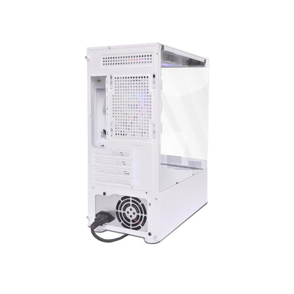 Geonix X30 3 RGB Fans Tempered Glass Panel ATX Cabinet/Computer Case - White