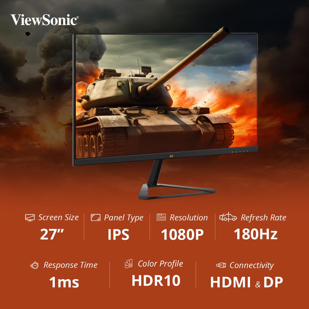 ViewSonic VX2779-HD-PRO 27" 180Hz HDR10 1080p FHD IPS Panel Gaming Monitor