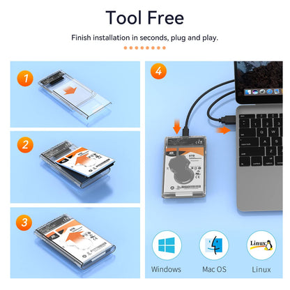 MAIWO 2.5" SATA SSD/HDD Tool-Free USB C to SATA External Hard Drive Enclosure