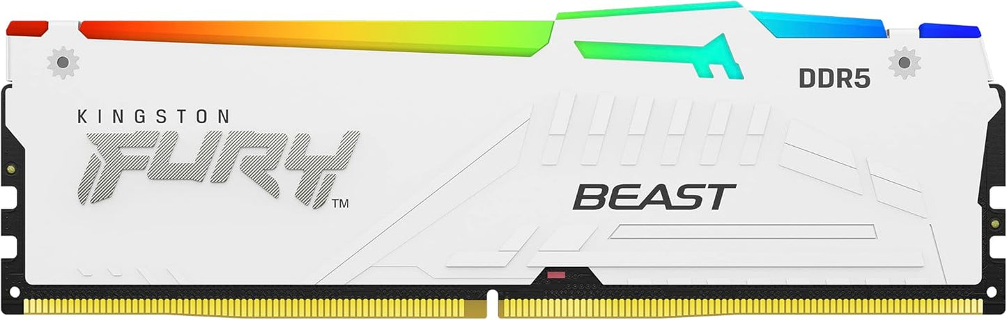 Kingston Fury Beast RGB 16GB DDR5 6000MHz CL40 DIMM Gaming Desktop Memory - White