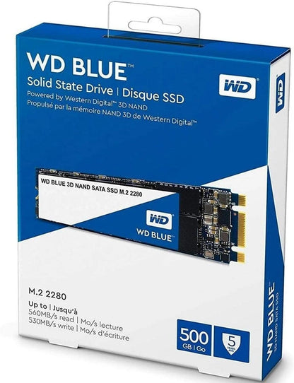 Western Digital WD Blue 500GB M.2 SATA 3D NAND Internal Solid State Drive - Blue