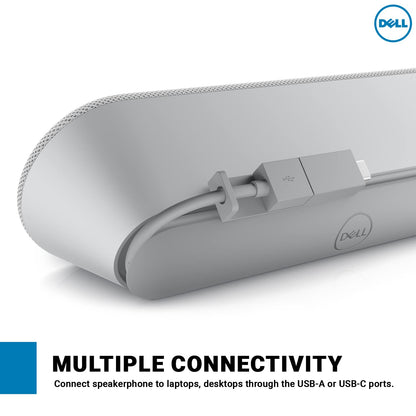 Dell SP3022 True Stereo Active Noise Cancellation Full Duplex Audio Wired Speakerphone - Silver Gray