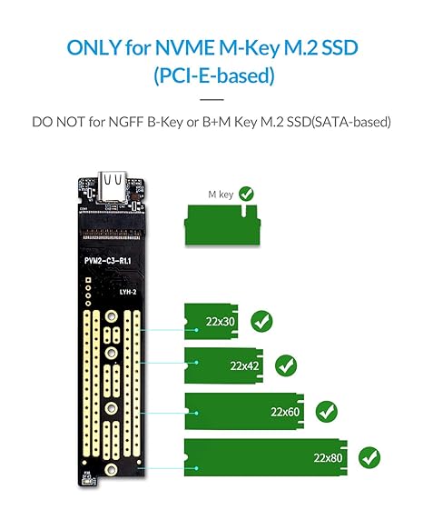 [RePacked] ORICO Transparent -Free USB3.1 Type-C Gen2 10Gbps to m.2 SSD Enclosure for Intel 660p NVMe m-Key SSD up to 2TB
