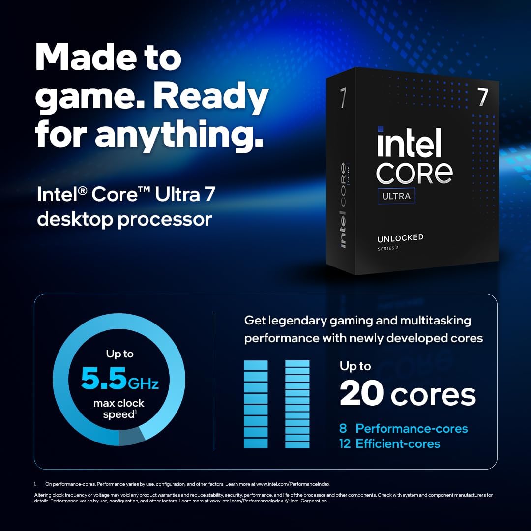 Intel Core Ultra 7 265K 20 Cores 20 Threads 3.9GHz LGA1851 Socket 30MB Cache Desktop Processor