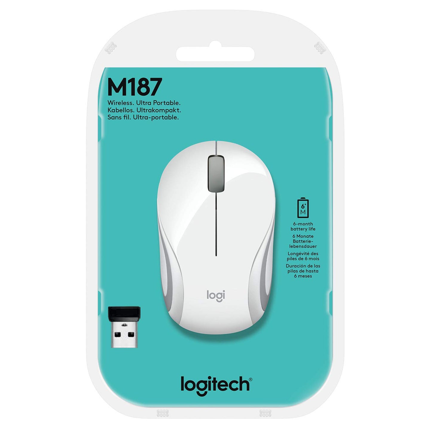 Logitech M187 वायरलेस ऑप्टिकल अल्ट्रा पोर्टेबल मिनी माउस 1000 DPI रेसोल्यूशन के साथ