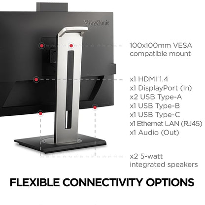 ViewSonic VG2756V-2K 27” 2K QHD USB Type-C Professional Monitor with Integrated Speakers & Webcam