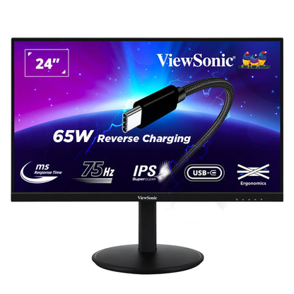 ViewSonic VG2409-MHU 24” IPS Panel 1080p FHD 75Hz USB Type-C Professional Monitor with Speakers