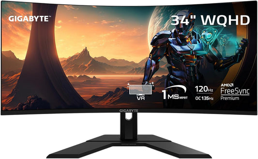 GIGABYTE GS34WQC 34" 120Hz 1440P WQHD HDR Ready VA Panel Curved Gaming Monitor