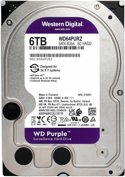 Western Digital Purple 6TB 3.5-inch SATA 5400RPM Surveillance Internal Hard Drive