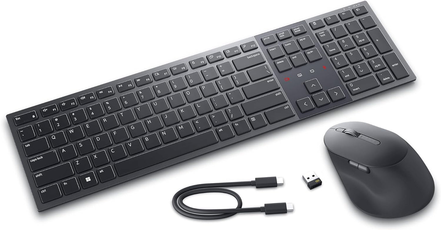 Dell KM900 Premier Collaboration Bluetooth 2.4GHz Wireless Backlight Keyboard and Mouse Combo - Black