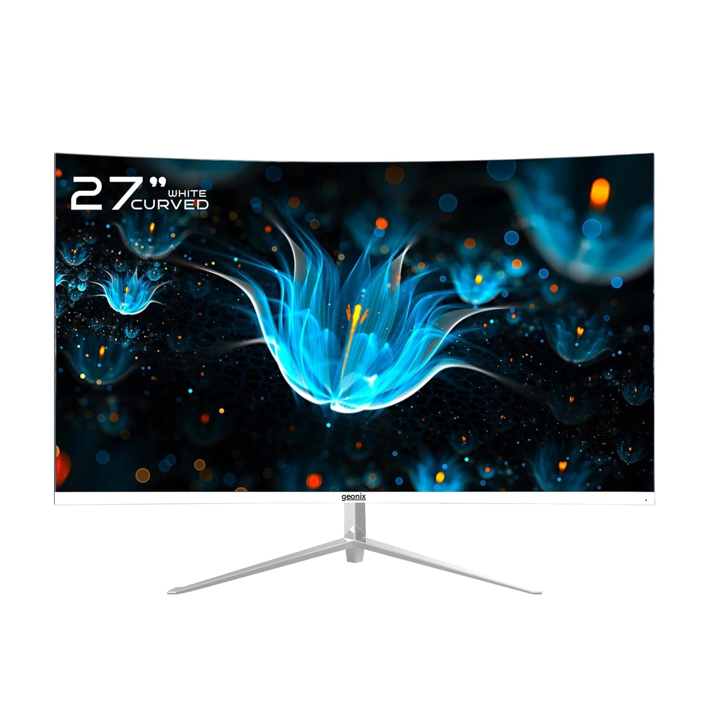 GEONIX Neon 27" 75Hz 1080p FHD  Curved Monitor with Dual Integrated Speakers - White