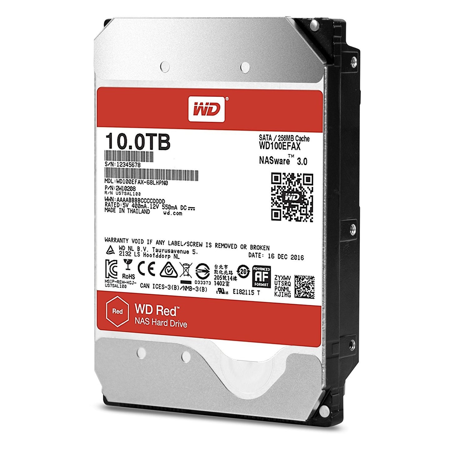 Western Digital Red 10TB HDD 3.5" SATA 6 Gb/s 5400RPM Internal NAS Hard Drive