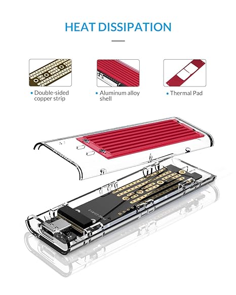 [RePacked] ORICO Transparent -Free USB3.1 Type-C Gen2 10Gbps to m.2 SSD Enclosure for Intel 660p NVMe m-Key SSD up to 2TB