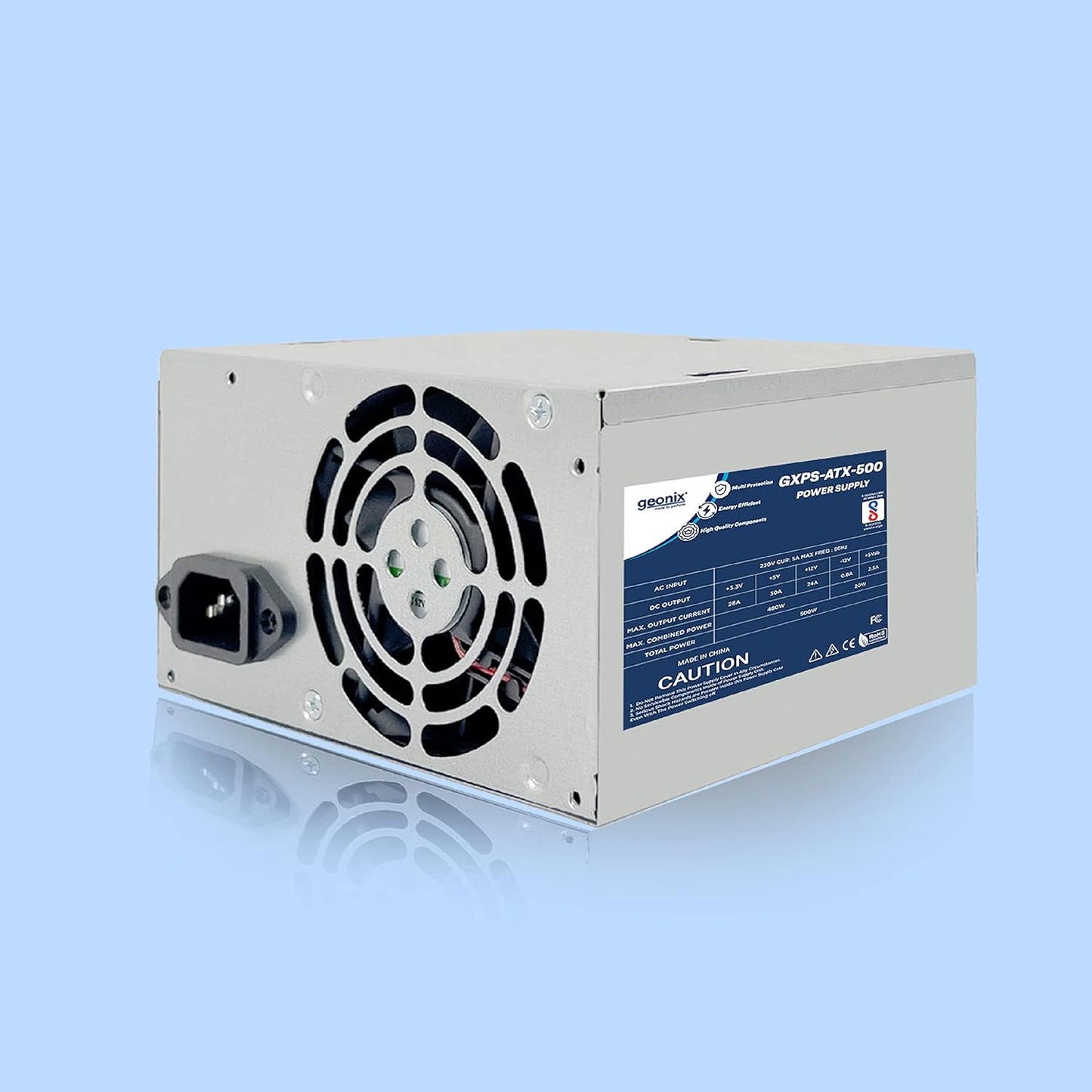 Geonix ATX12V 500-Watt Power Supply Multi Protection Technology SMPS - 3 Years Warranty