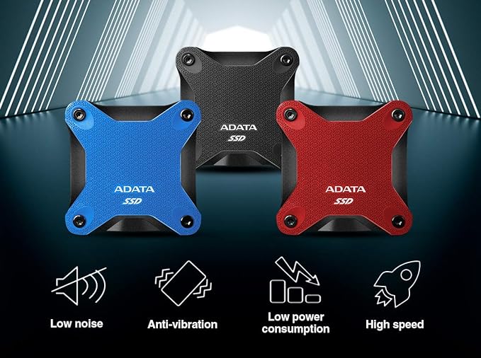 [RePacked] ADATA SD600Q 240GB Military Grade Light Compact Portable External SSD Solid State Drive (Blue)