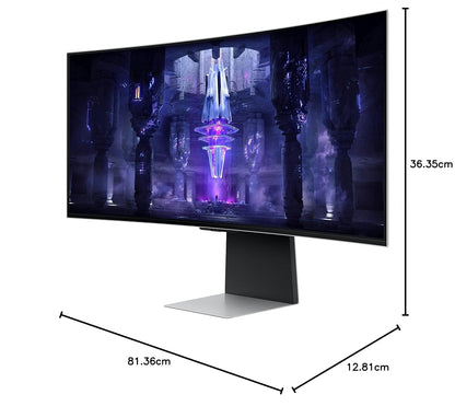 Samsung Odyssey BG850SW 34" 175Hz 1440p WQHD OLED Panel USB-C Curved Ultrawide Gaming Monitor with Speakers- Silver