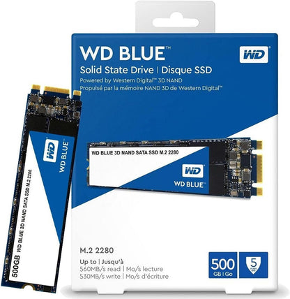 Western Digital WD Blue 500GB M.2 SATA 3D NAND Internal Solid State Drive - Blue