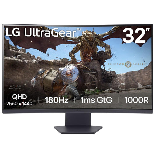 LG UltraGear 32GS60QC 32" 180Hz 1440p QHD HDR10 VA Panel 1ms Curved Gaming Monitor