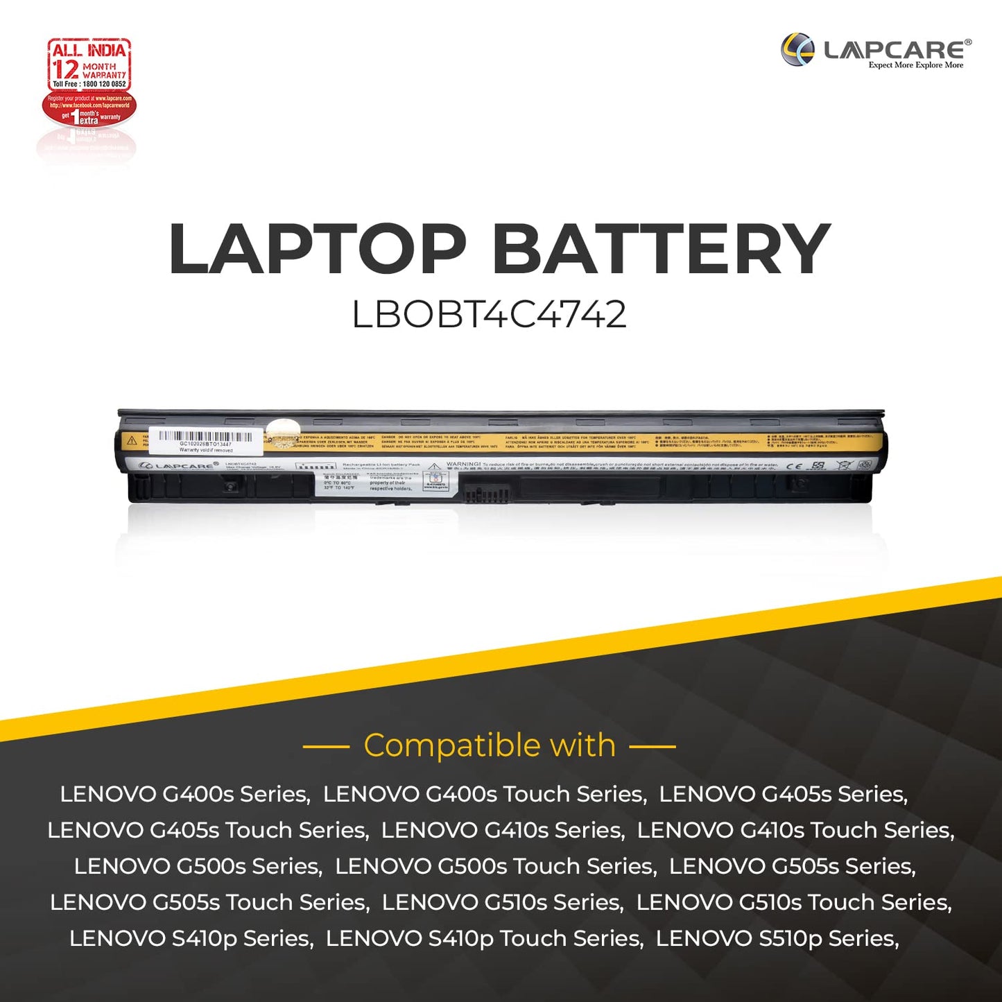 Lenovo IdeaPad G500s Compatible Laptop Battery 29Whr 2000mAh 14.4V 4 Cell