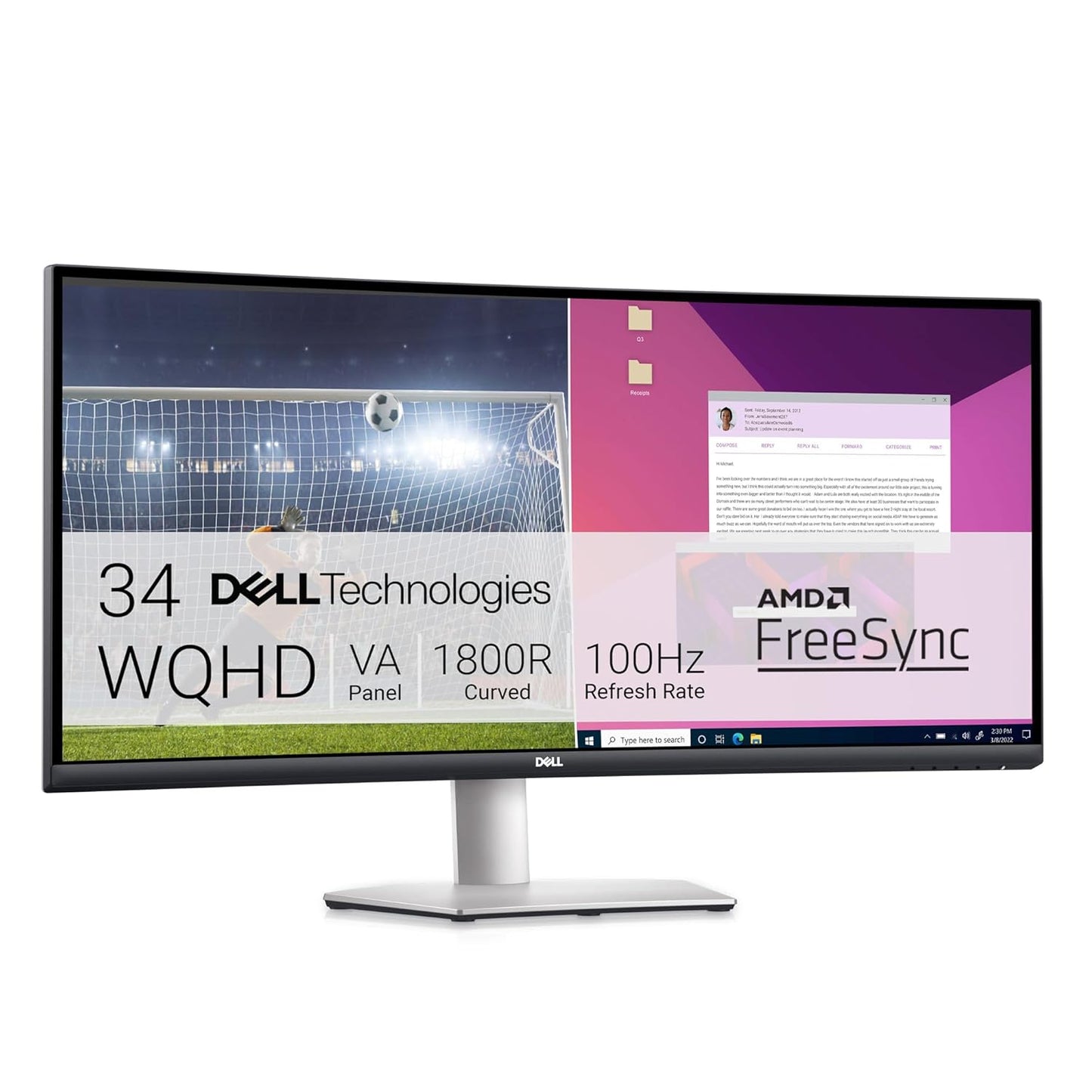 Dell S3423DWC 34" 100Hz 1440p WQHD VA Panel Curved Gaming Monitor with Dual Speakers