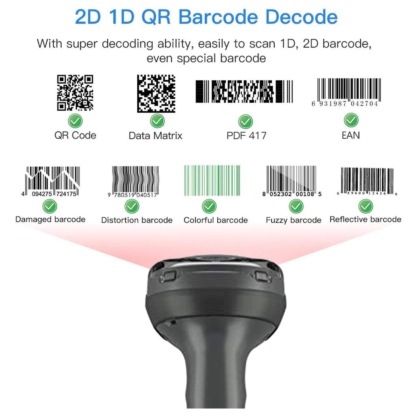 [RePacked] Zebra DS4308 1D 2D Handheld Barcode Scanner QR Wired USB Imager Black Corded Screen Code Reader for POS System