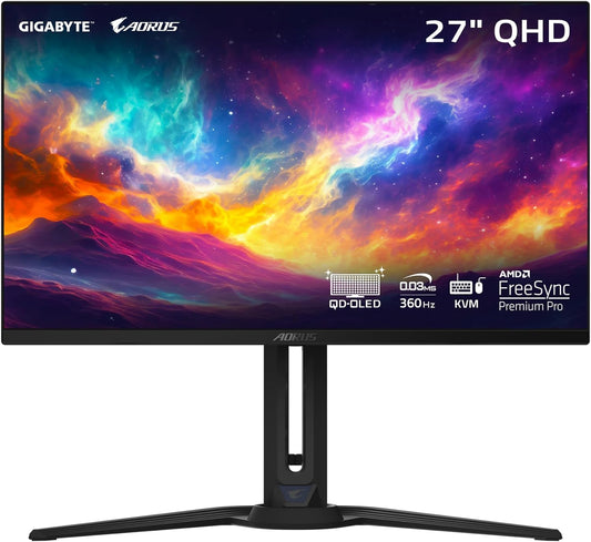 GIGABYTE AORUS FO27Q3 27" 360Hz 1440p QHD HDR Ready OLED Panel Gaming Monitor with Dual Speakers - Black