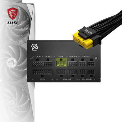 MSI MAG A850GL PCIE5 850W 80 Plus Gold SMPS Fully Modular ATX 3.0 Power Supply Unit - Black