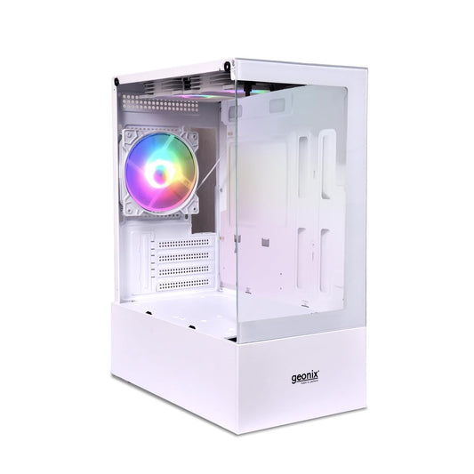 Geonix X30 3 RGB Fans Tempered Glass Panel ATX Cabinet/Computer Case - White