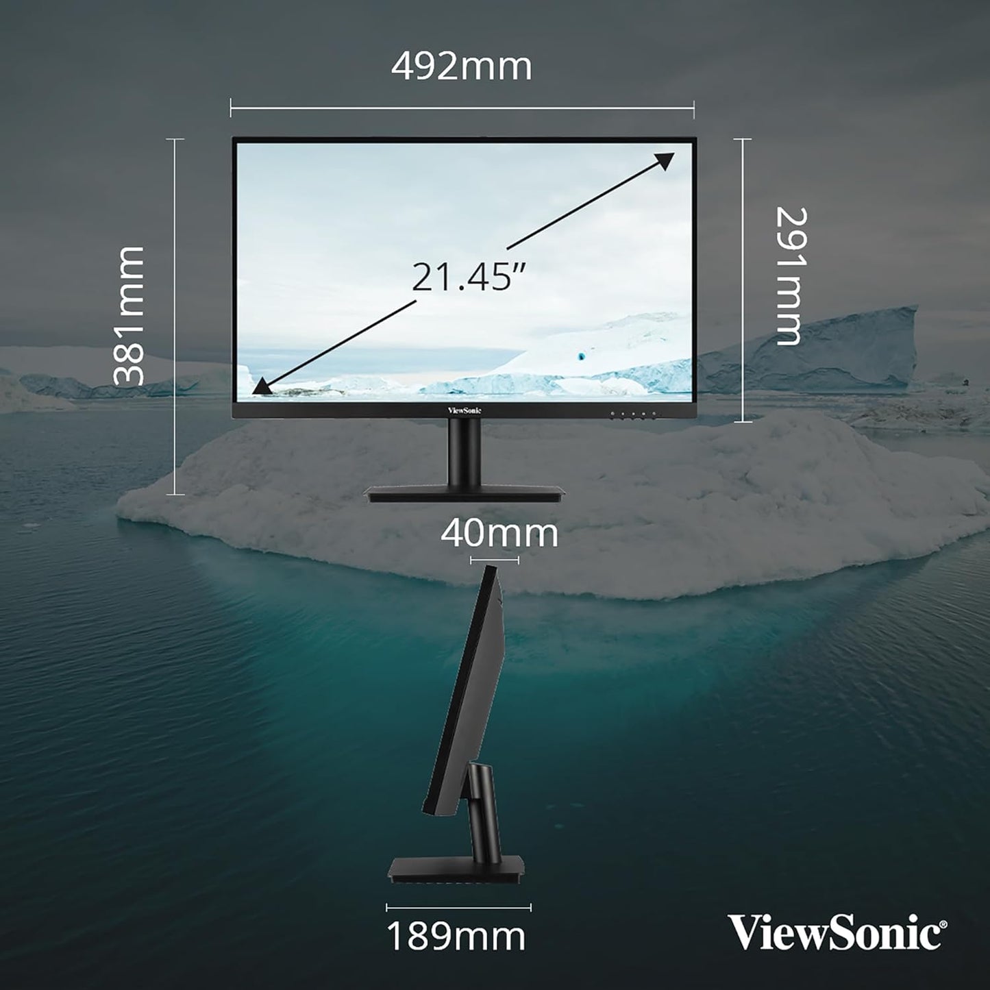 ViewSonic VA2209-H 22 Inch Full HD IPS 100Hz Adaptive Sync Flicker Free Eye-Care Technology Monitor